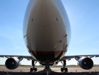 Figure 16: View of an exemplar A330 from eye level, with similar pitot probe covers to those used on the occurrence aircraft