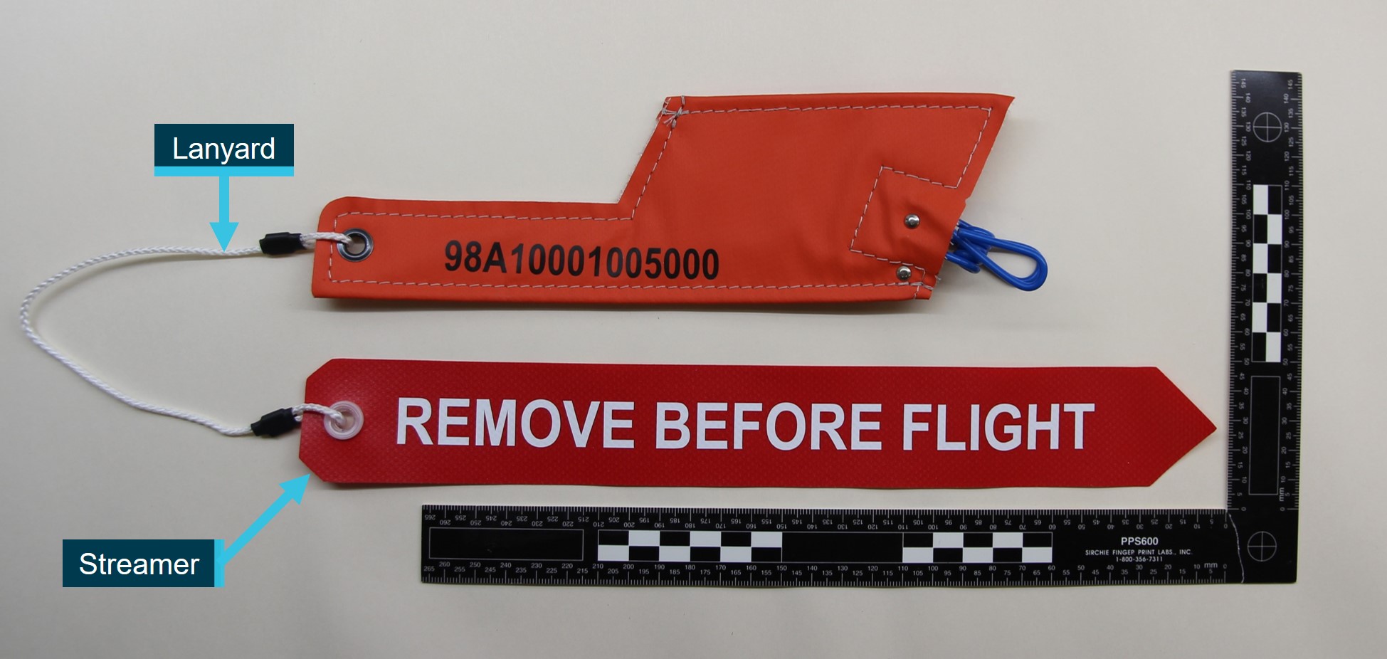 Figure 35: Airbus-approved pitot probe cover with lanyard and streamer