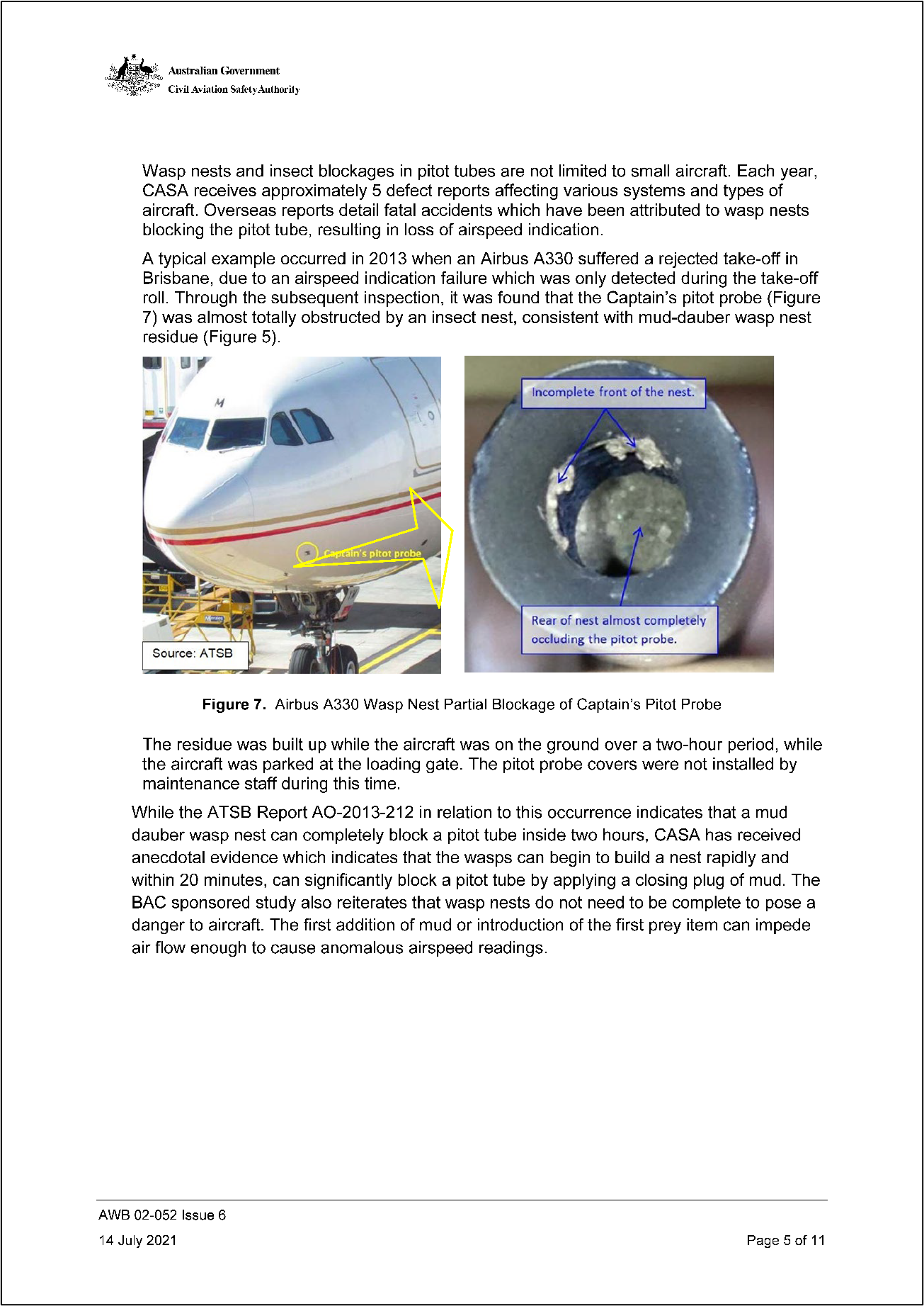 Appendix A – Airworthiness bulletin AWB 02-052: Mud Wasp Infestation – Alert (Issue 6)