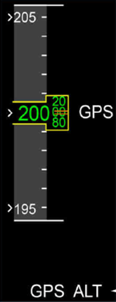 Figure 27: Back up altitude display with BUSS active