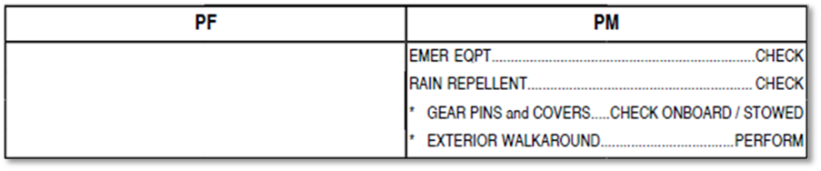 Figure 28: Extract from Preliminary cockpit preparation procedure