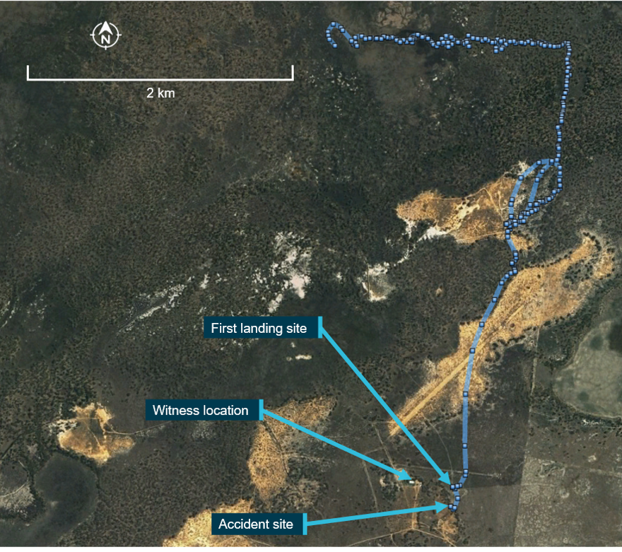 Figure 2: Last section of flight from recorded GPS data
