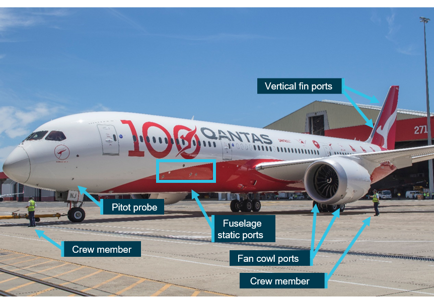 Figure 2: VH-ZNJ pitot and static locations.