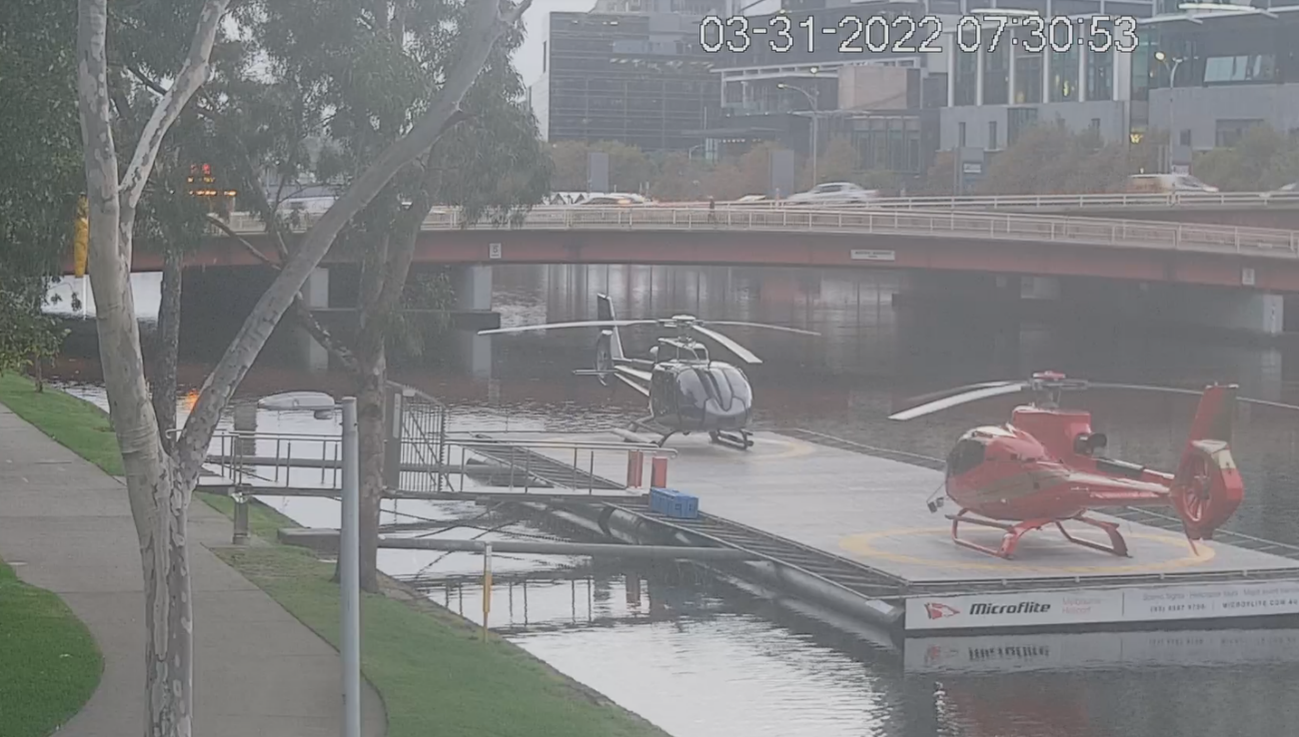 Figure 1: VH-XWD (left) and VH-WVV (right) at Batman Park Heliport