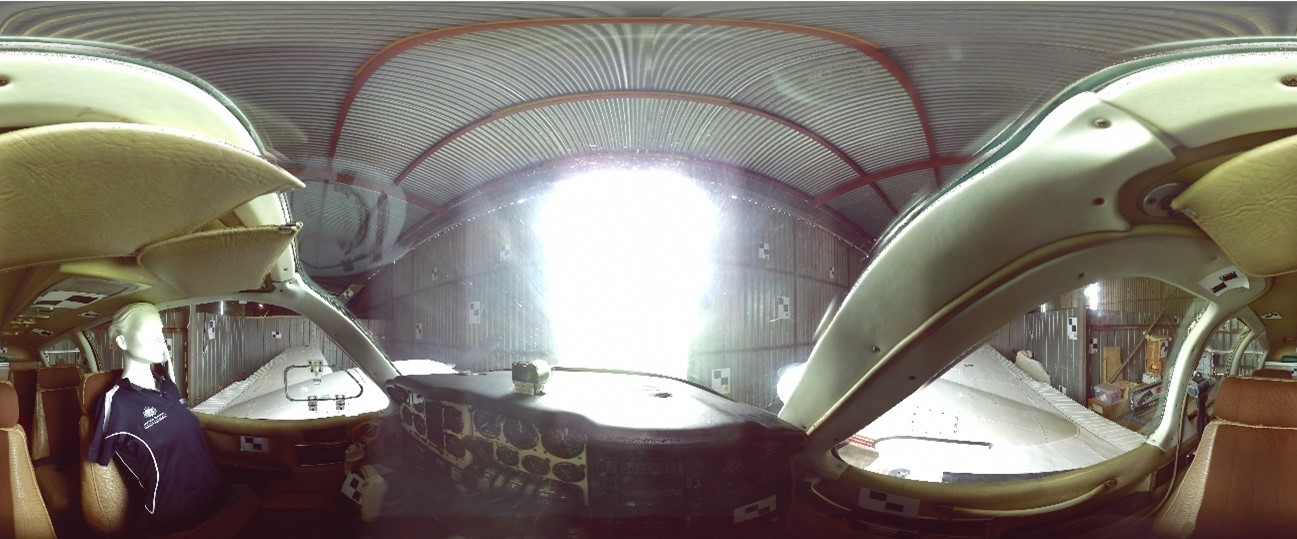 Figure 16: Panoramic image taken by laser scanner when scanning from right pilot’s seat