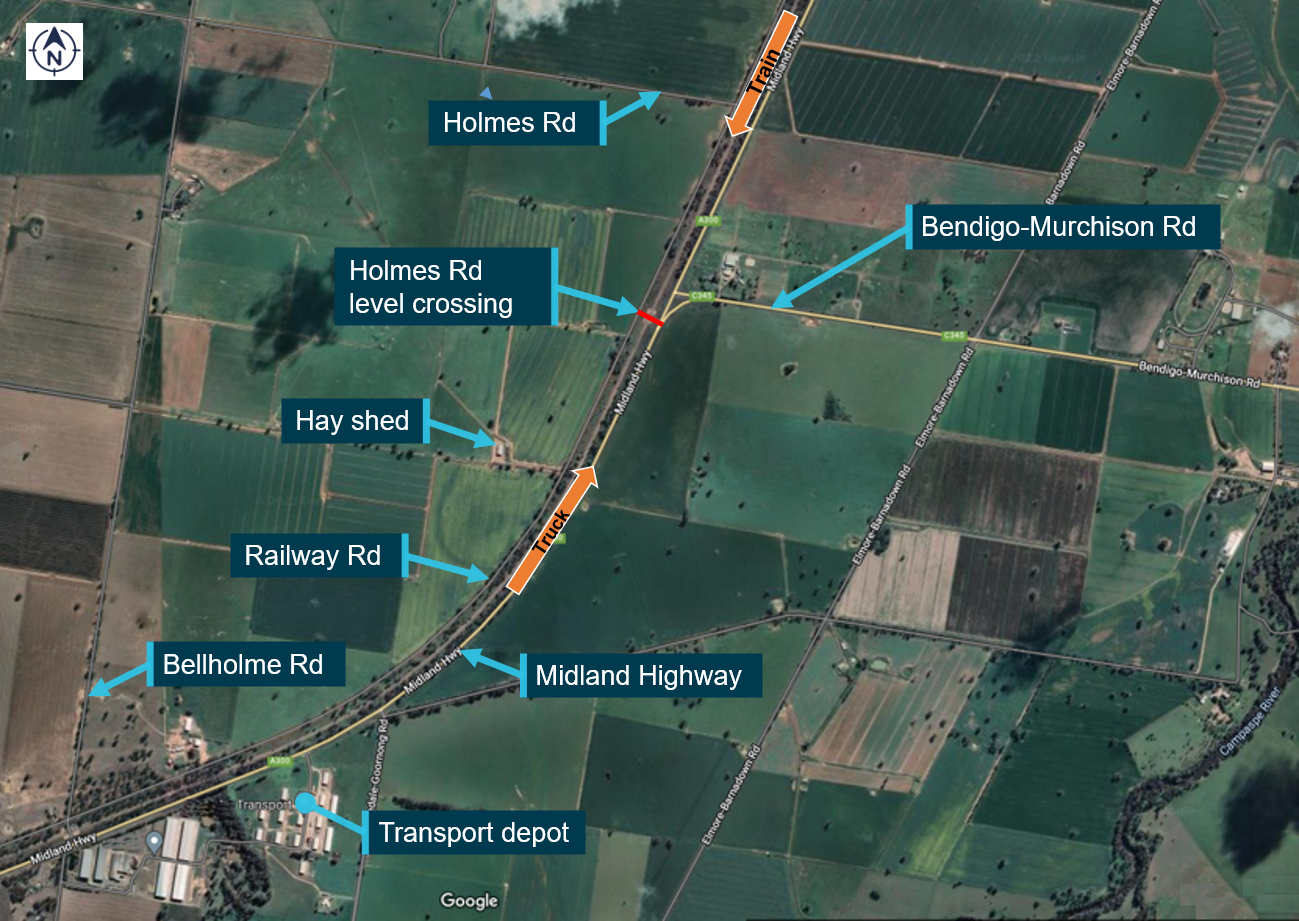 Figure 3: Location of Holmes Road level crossing