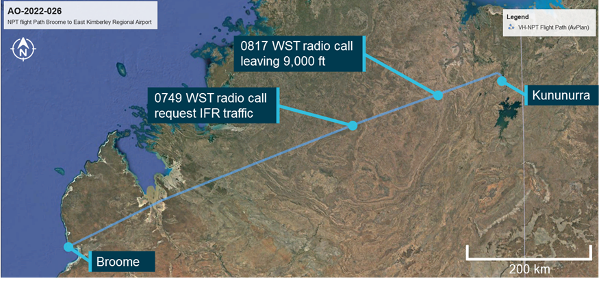 Figure 2: NPT flight path and Brisbane Centre radio calls