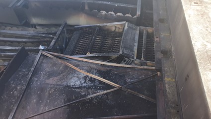 Figure 5: Burnt remains of the vibrating screen assembly