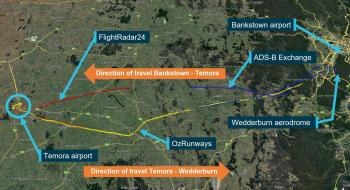 Figure 1: ADS-B Exchange, FlightRadar24 and OzRunways flight data from N600 on 26 December 2022.