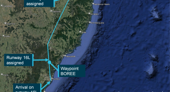 Flight path of VA942 with respect to when the runway was assigned