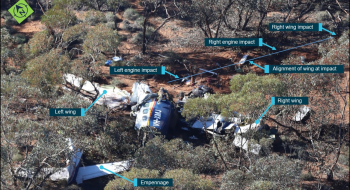 Accident site with wreckage distribution.