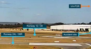 VH-POR angle of bank during left turn after take-off
