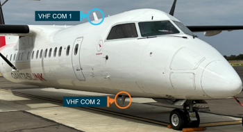 The Dash 8 has two radio systems, with differently-located antennas