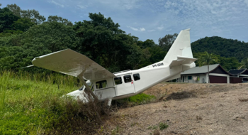 The aircraft came to rest in a ditch beyond the runway threshold
