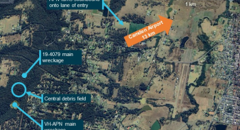 A top down photographic image with the accident site locations labelled.