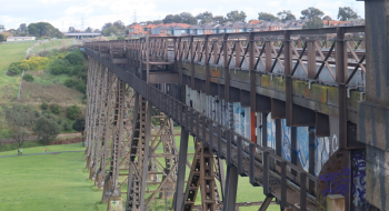 The Moonee Ponds Creek bridge, viewed from the northern abutment.