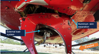 Helicopter aluminium skin damage.