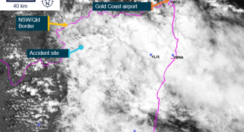 Satellite cloud imagery at 1000 EST (14 minutes after the accident).