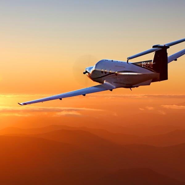 PC-12 at sunset