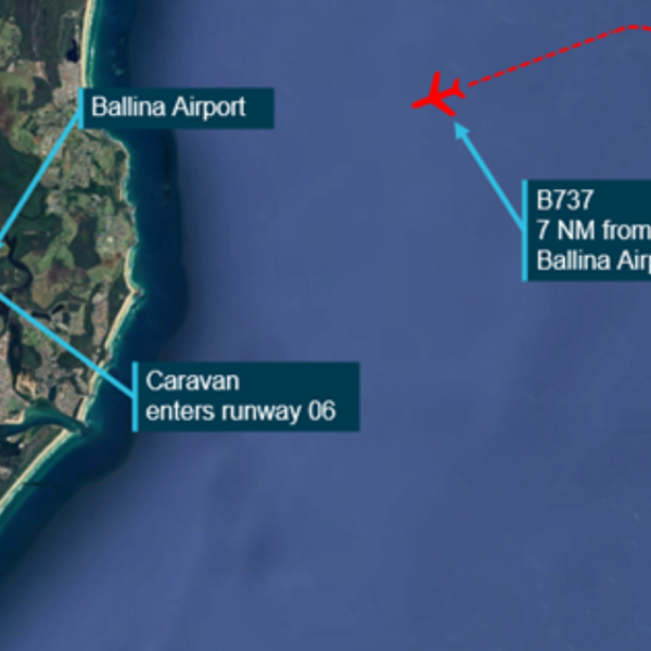 Separation occurrence involving Boeing 737-8FE, VH-YIO and Cessna Caravan 208, VH-YMV Ballina Byron Gateway Airport, New South Wales on 16 September 2021