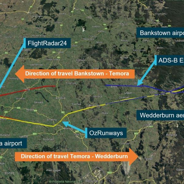 Figure 1: ADS-B Exchange, FlightRadar24 and OzRunways flight data from N600 on 26 December 2022.