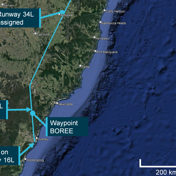Flight path of VA942 with respect to when the runway was assigned