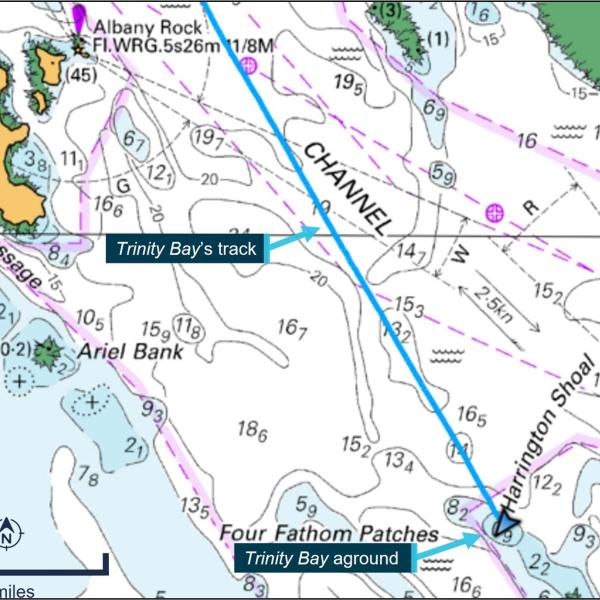 Section of chart Aus 839 showing Trinity Bay’s track