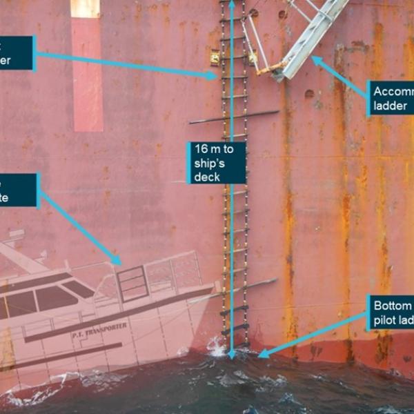 Starboard side boarding site and ladder arrangement