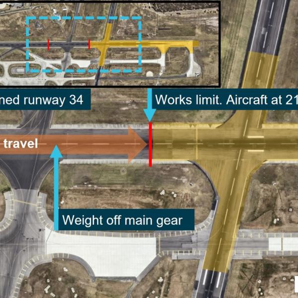 7 September take-off relative to runway works