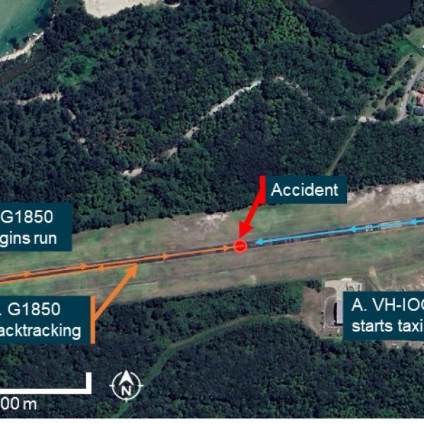 G1850 and VH-IOG ground tracks before accident