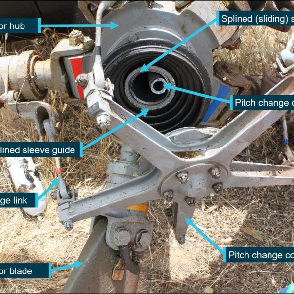 Tail rotor assembly with separation of pitch change control plate from gearbox.