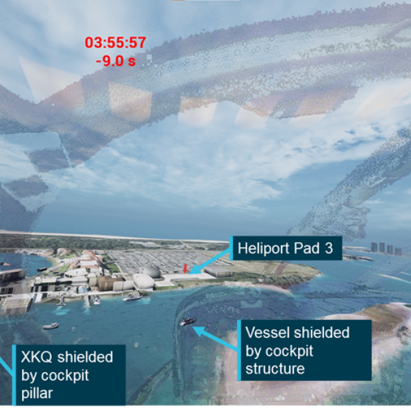 View from pilot’s eye position of XH9 9 seconds before collision
