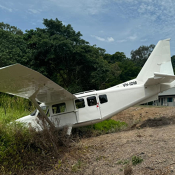 The aircraft came to rest in a ditch beyond the runway threshold