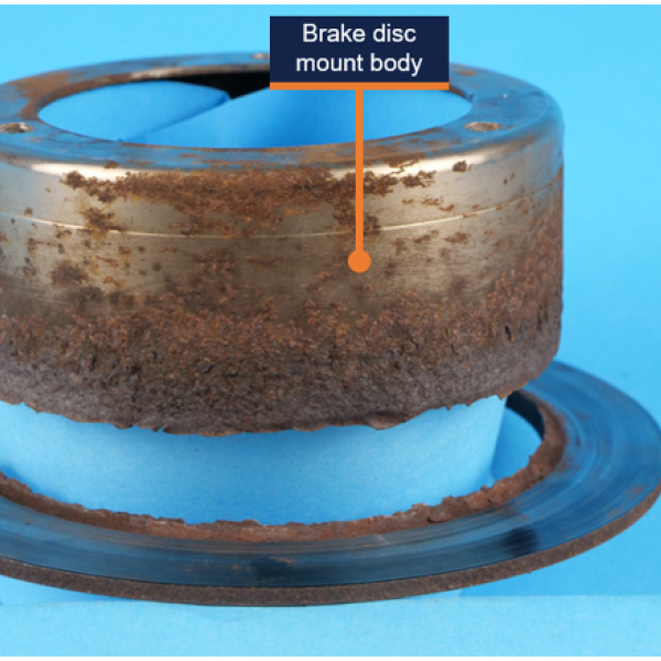 Brake disc as received at the ATSB’s technical facility.
