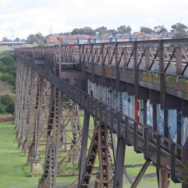 The Moonee Ponds Creek bridge, viewed from the northern abutment.