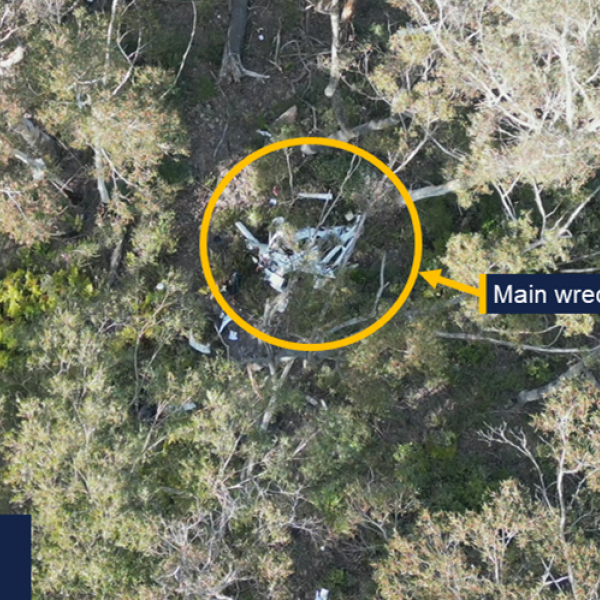 Overhead view of accident site