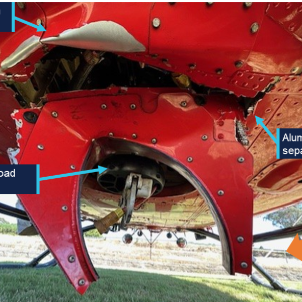 Helicopter aluminium skin damage.