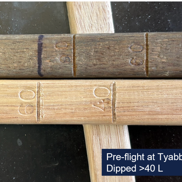 Photo of the old and new dipstick side by side as a comparison. 
