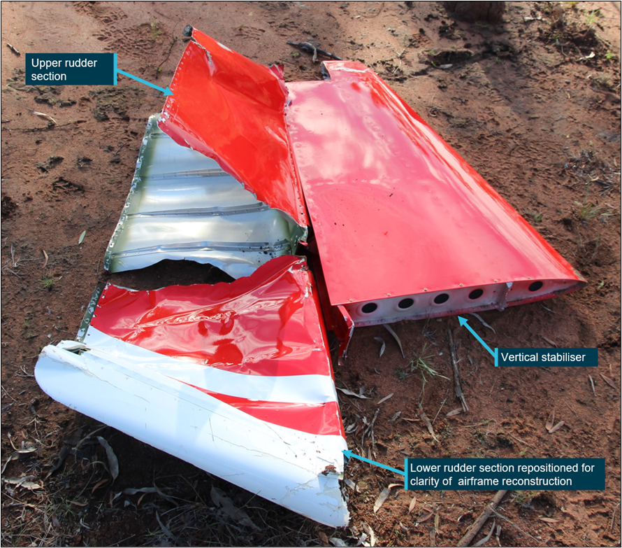 Rudder and vertical stabiliser