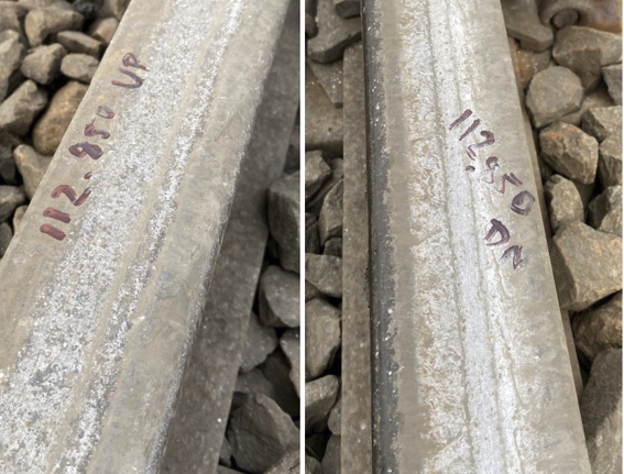 Figure 15: Rail surface condition at 112.850 km chainage, about 1.1 km from station stop