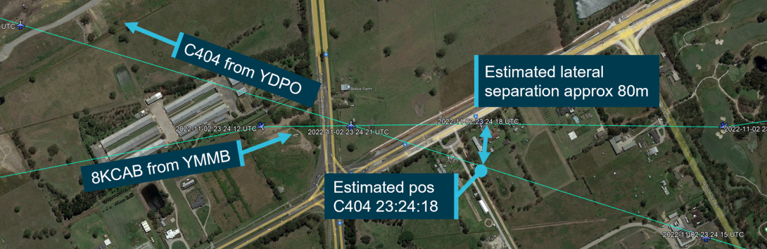 Figure 1: Image showing both aircraft tracks