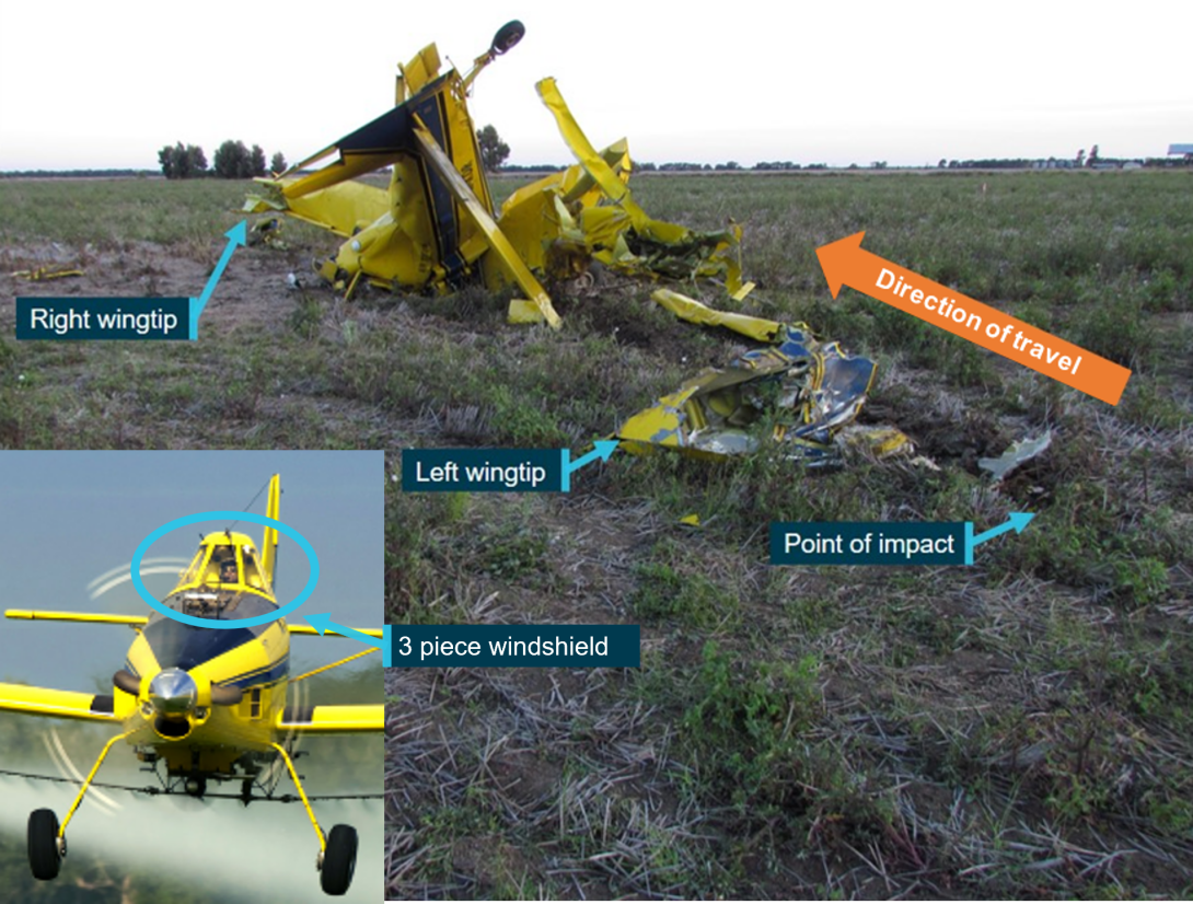 Figure 3: Aircraft wreckage and exemplar aircraft (inset)