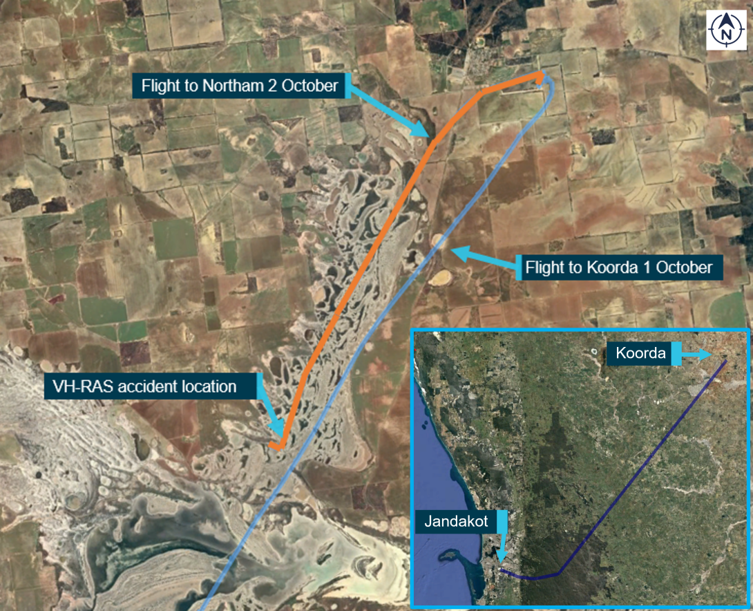 Flight from Jandakot to Koorda and wreckage location