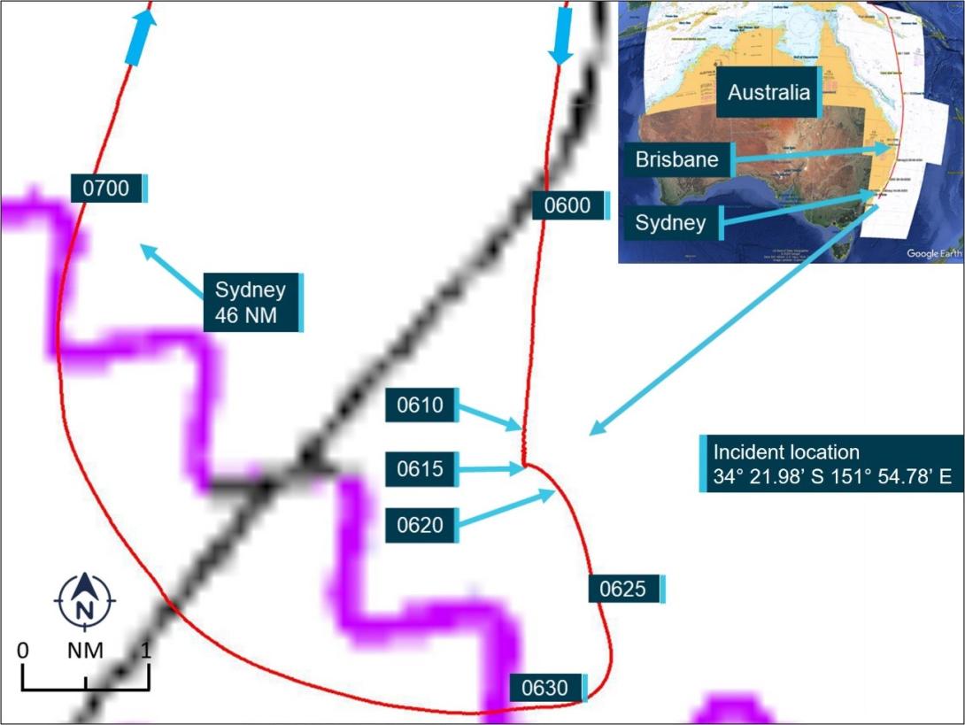 Figure 2: APL England track and incident location