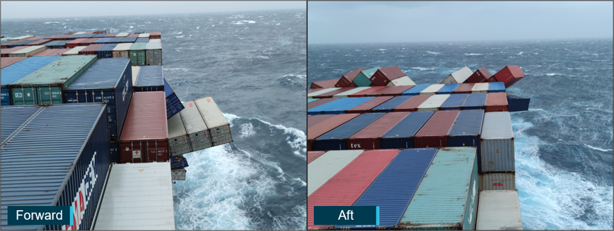 Figure 3: Looking forward and aft from navigation bridge at about 0700