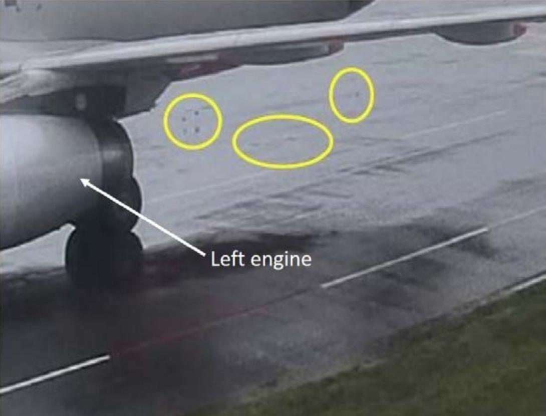 Figure 1: Engine debris and damage.