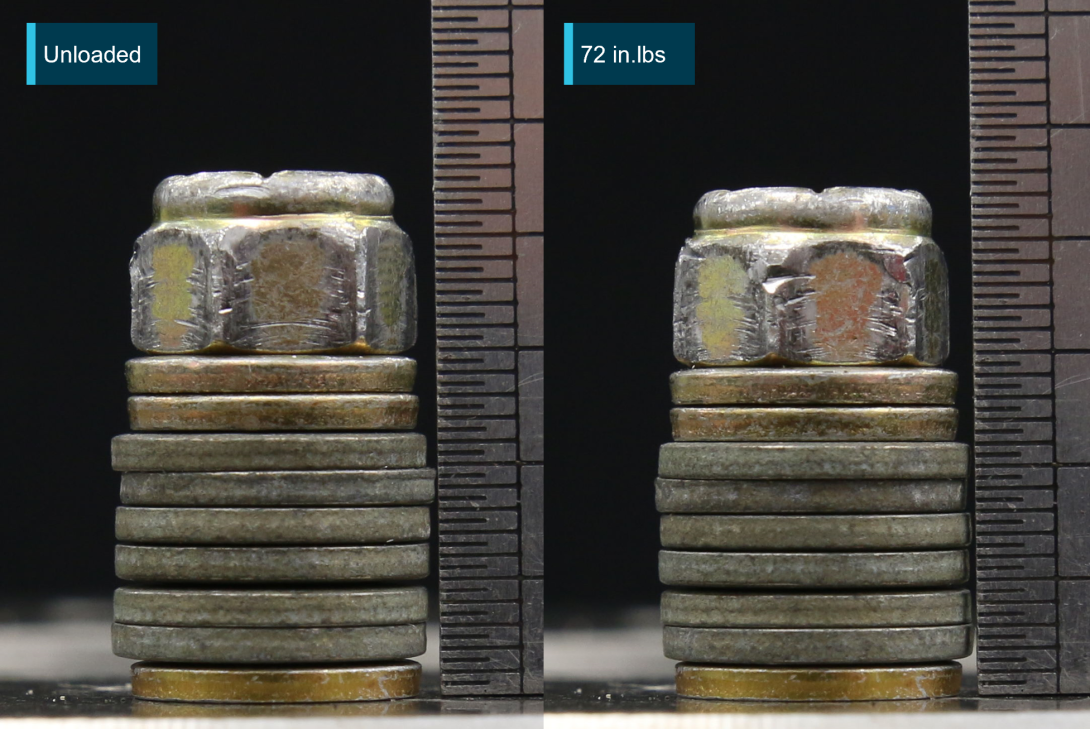 Figure 6: Deflection test using washers from the occurrence propeller, arranged as recovered