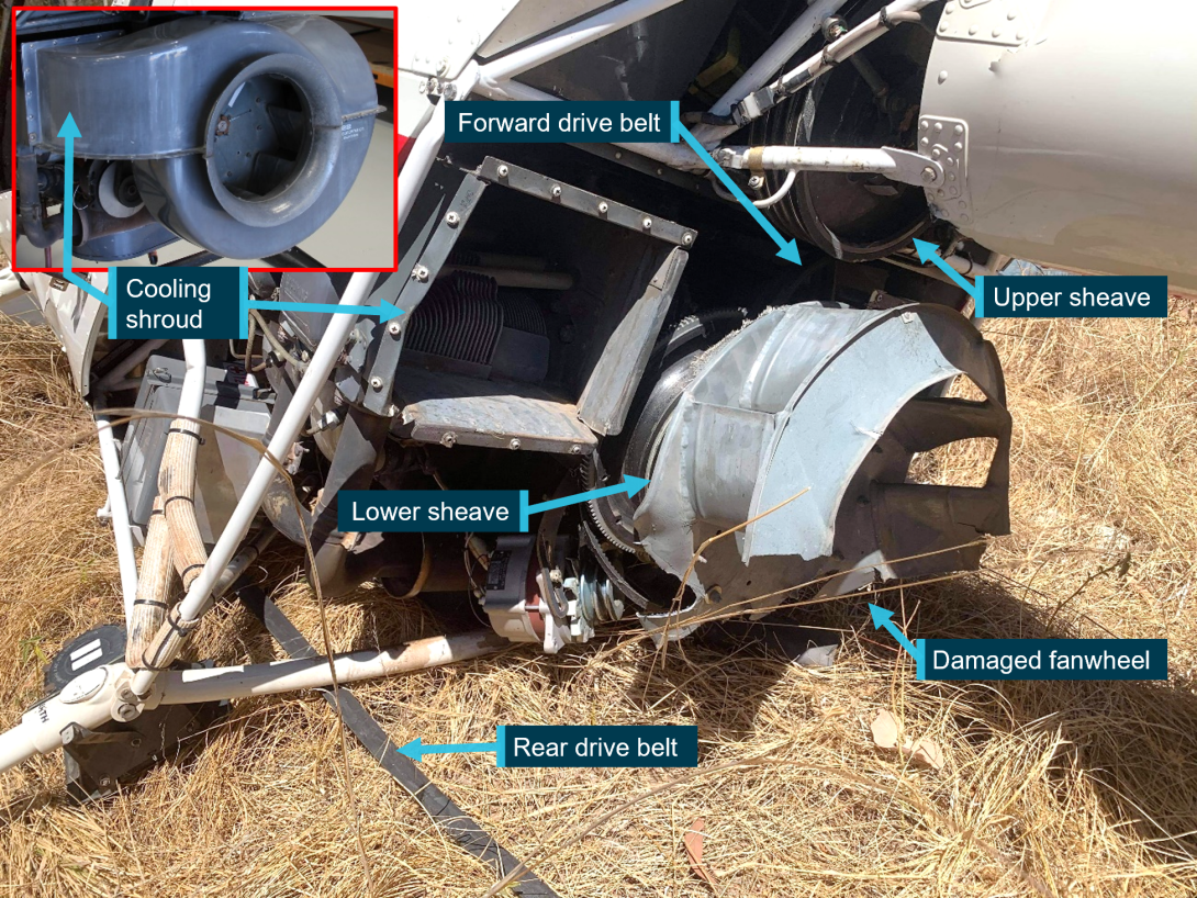 Figure 1: Damage to cooling fanwheel and missing shroud
