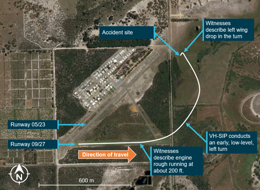 Figure 1: Aircraft’s flight path and accident site location