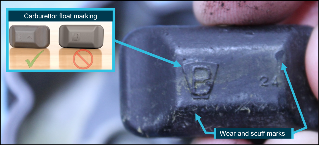Figure B 4: Left carburettor float condition